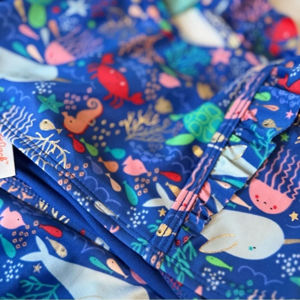 Cat & Jack Kids Blue Sea Life Swim Set Size L (10/12)